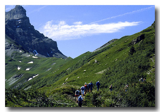 Club Med Vacation near Villar Switzerland, Mountain hike - scan from a slide