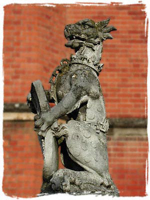 Gargoyle oustide of the castle of Henry the Eighth, Hampton Court, England - Digital image