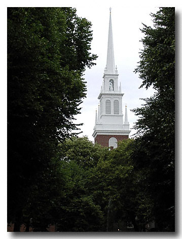 Church steeple  from which Paul Revere  held his lanterns